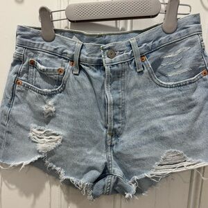 Levi's 501 Blue Distressed Jean Shorts Vintage Style